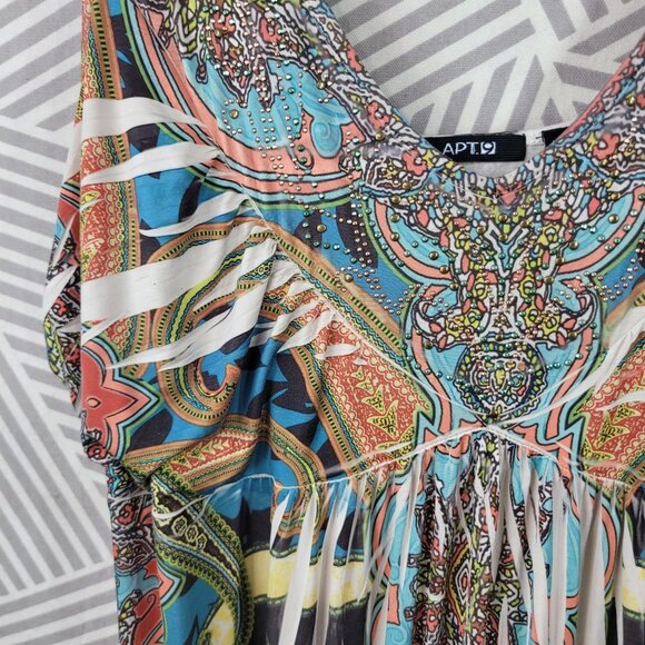 Vintage Y2K Tank Dress XL Stretch Studded Collar Romantic Maxi Long Geometric - Picture 4 of 8